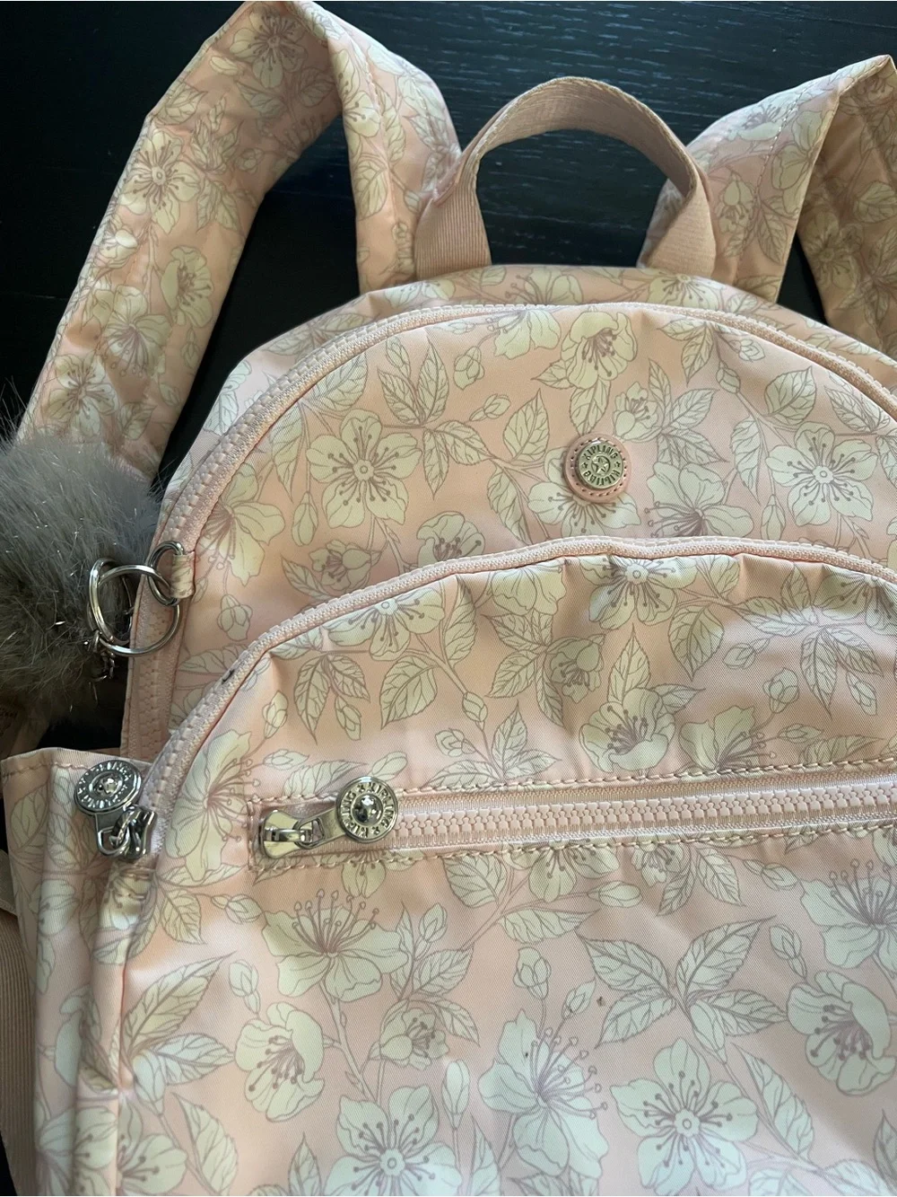 KIPLING Paola Small Backpack Pale Pinky FLORAL FLOWER SILVER WHITE